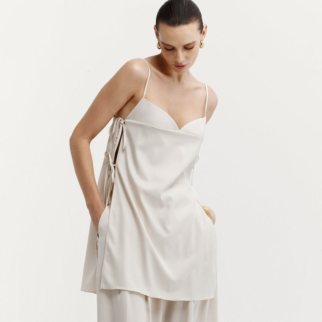 Side knot long cami Top