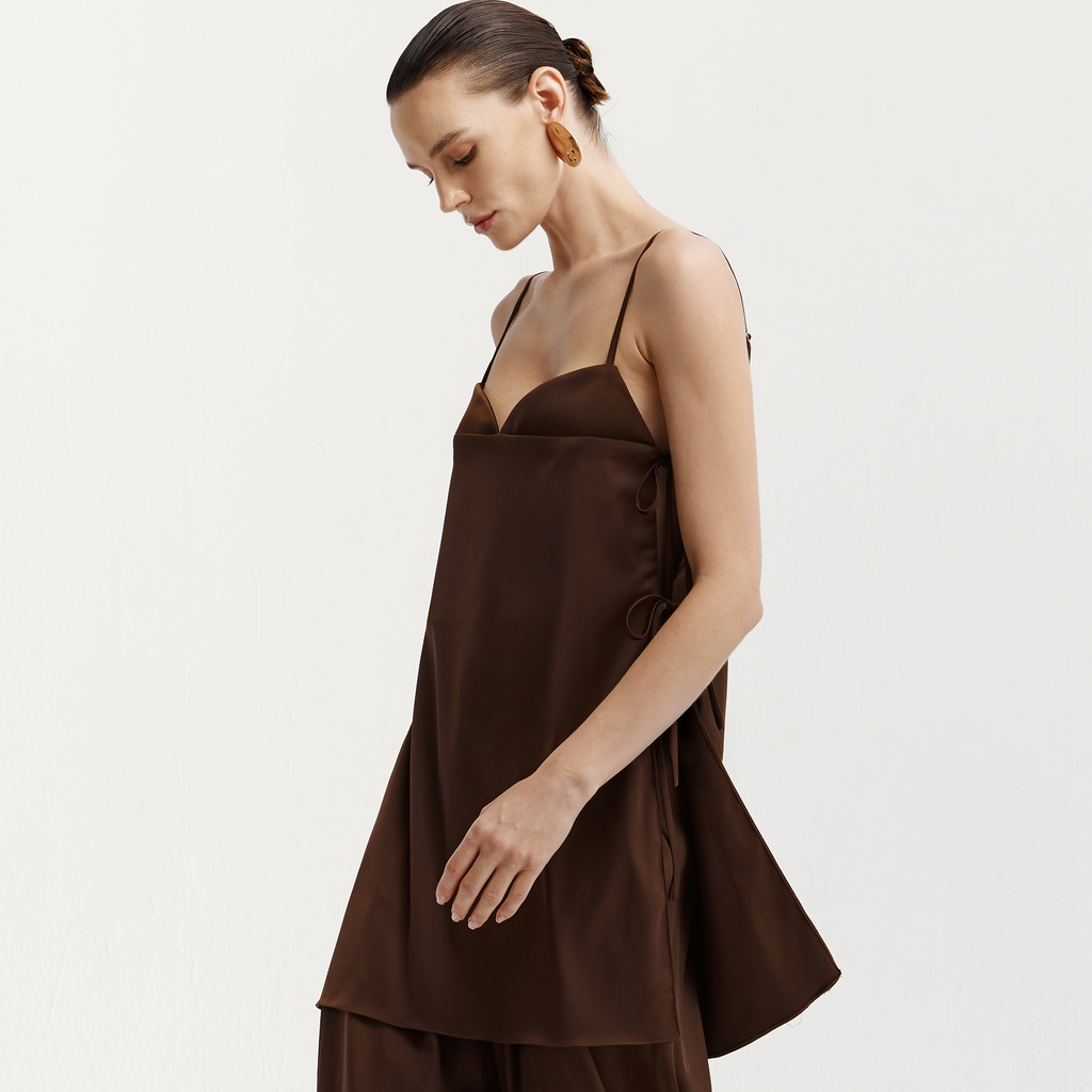 Side knot long cami Top